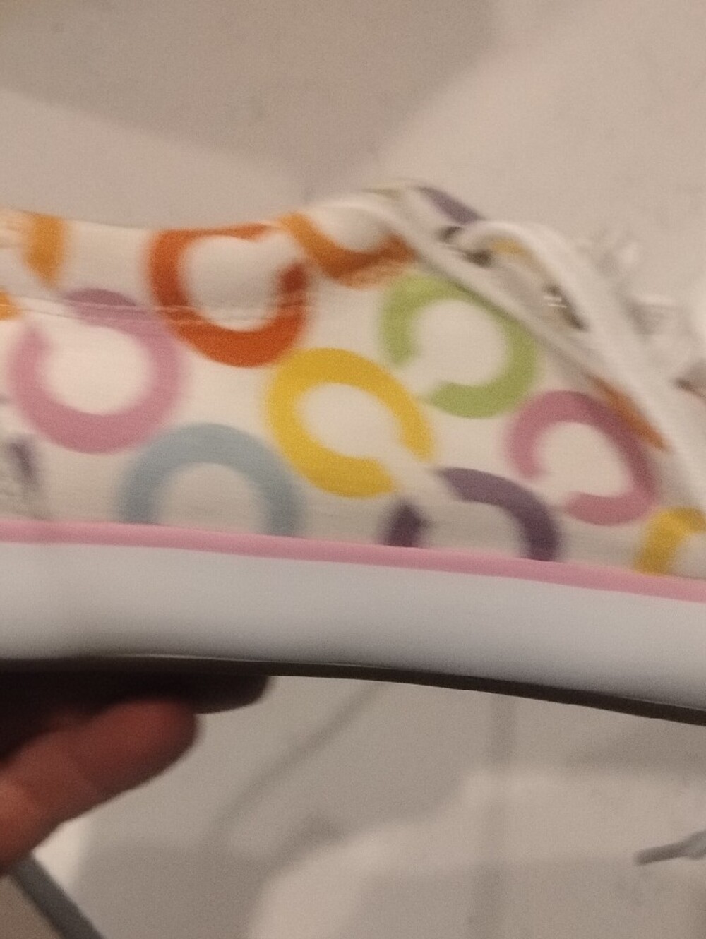 Coach White Low-Top Sneakers with Multicolor 'C' Print - Picture 12 of 15